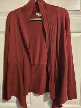 Women's Open Front Shawl Collar Cardigan Sweater -Burgundy Colored Sz. M
